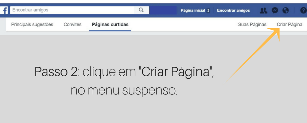 Passo 2 - criar página no Facebook